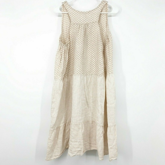 Shyloh Beige Polka Dot Sleeveless Linen Midi Dress - Picture 5 of 7